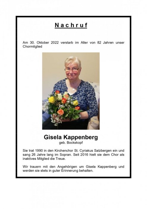 Nachruf - Gisela Kappenberg